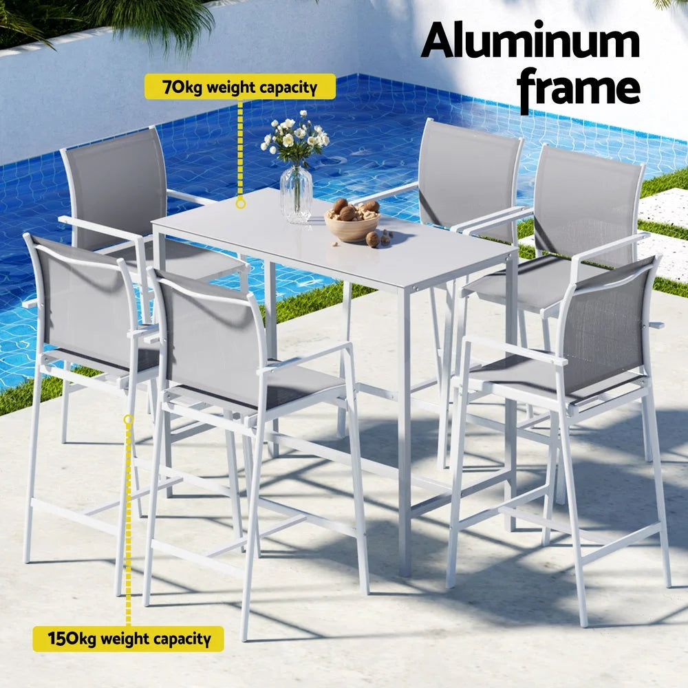 Gardeon 7PCS Outdoor Bar Set Stools Dining Chairs Table