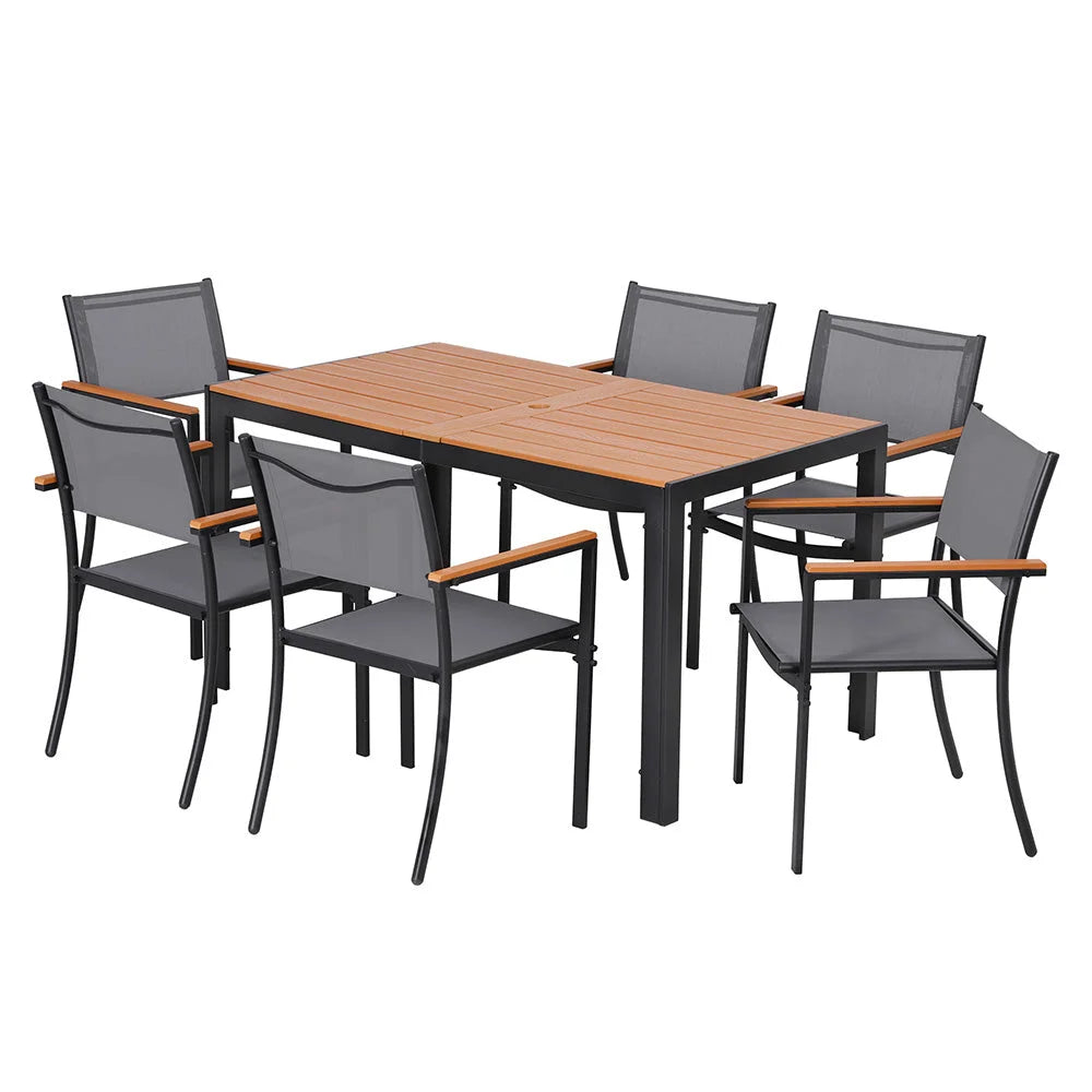 Gardeon 7PCS Outdoor Dining Set Table and Chairs Patio