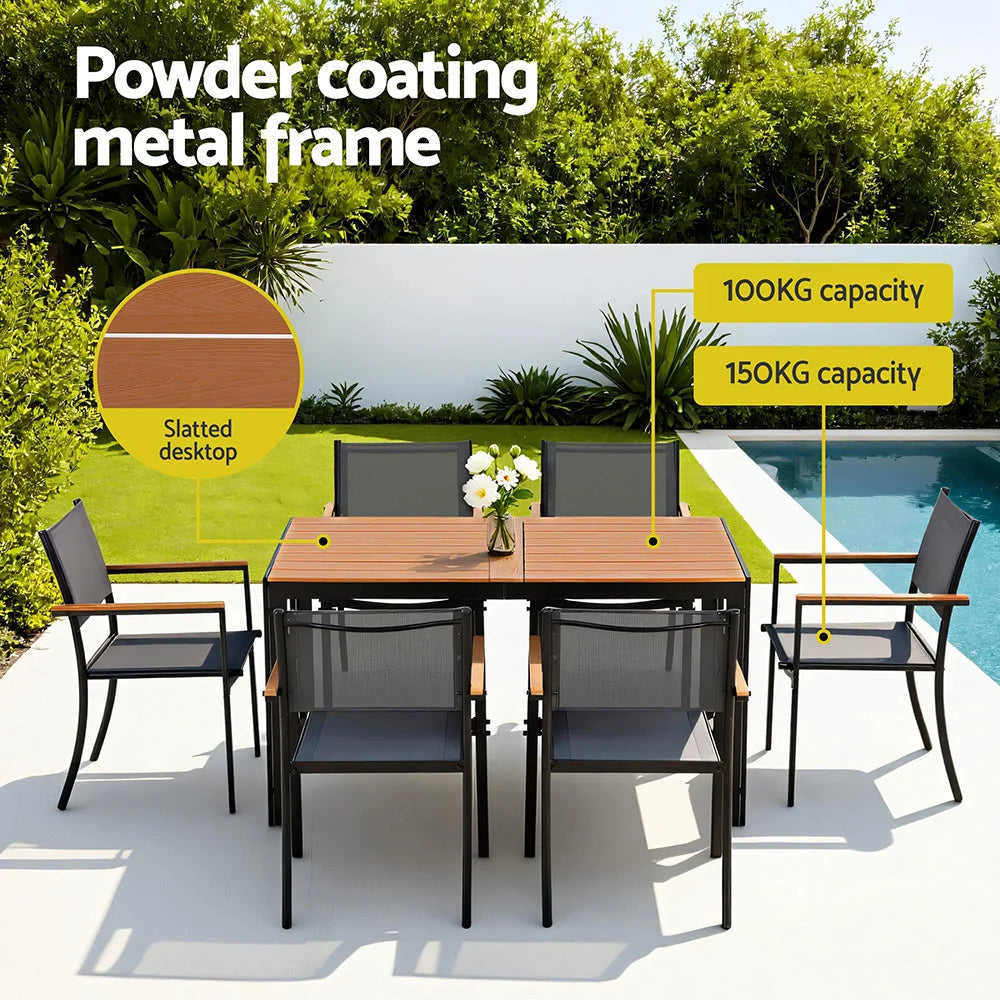 Gardeon 7PCS Outdoor Dining Set Table and Chairs Patio