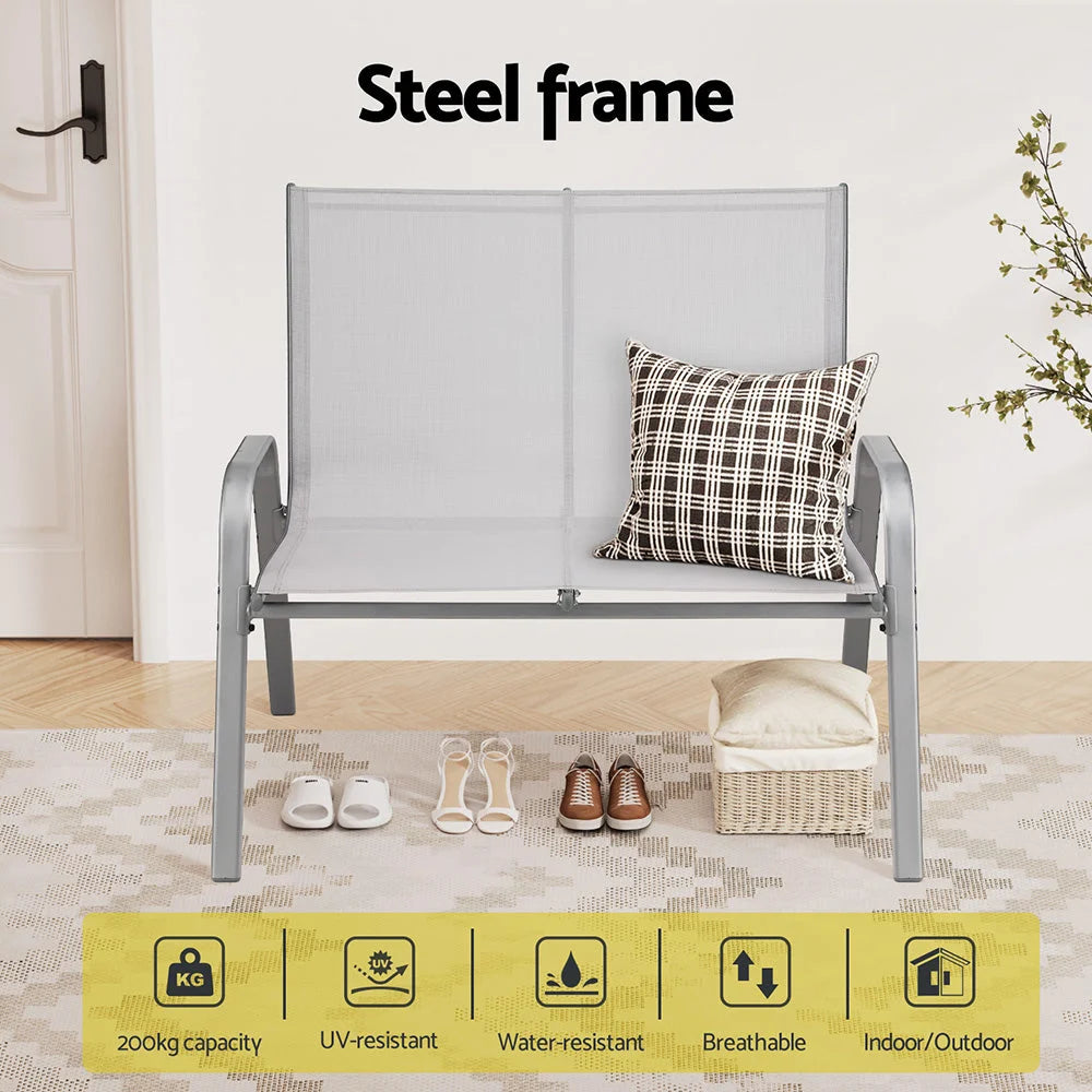 Gardeon Garden Bench Seat Steel Outdoor Patio Park Lounge