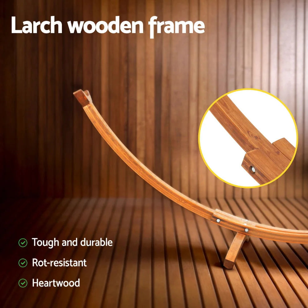 Gardeon Hammock Bed Stand Larch Wood 315cm Length - Home &