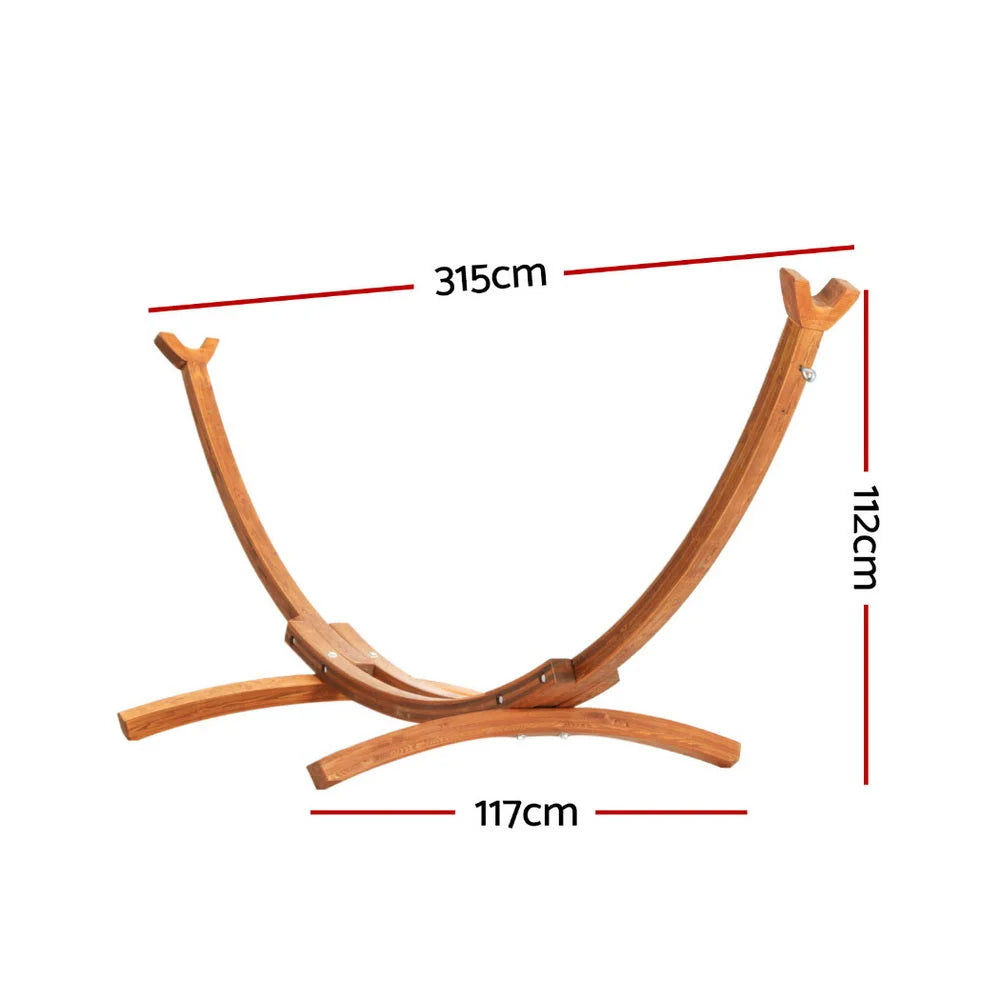 Gardeon Hammock Bed Stand Larch Wood 315cm Length - Home &