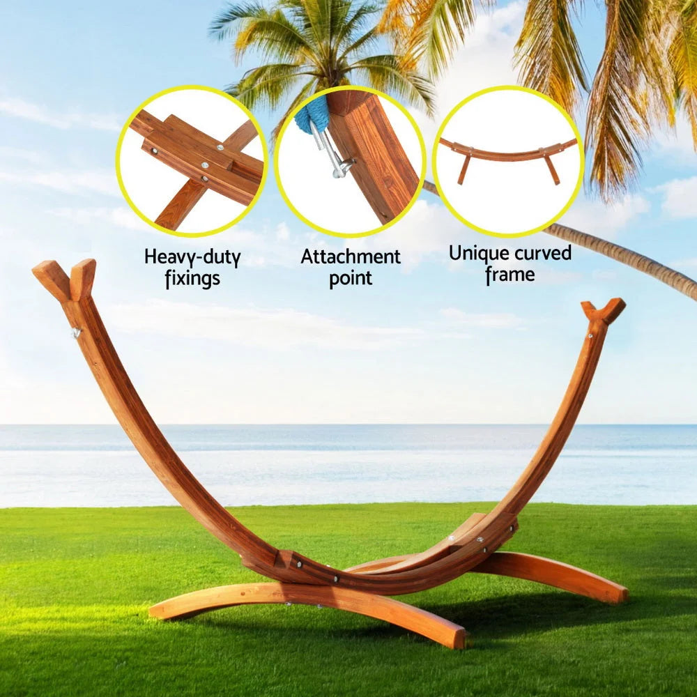 Gardeon Hammock Bed Stand Larch Wood 315cm Length - Home &