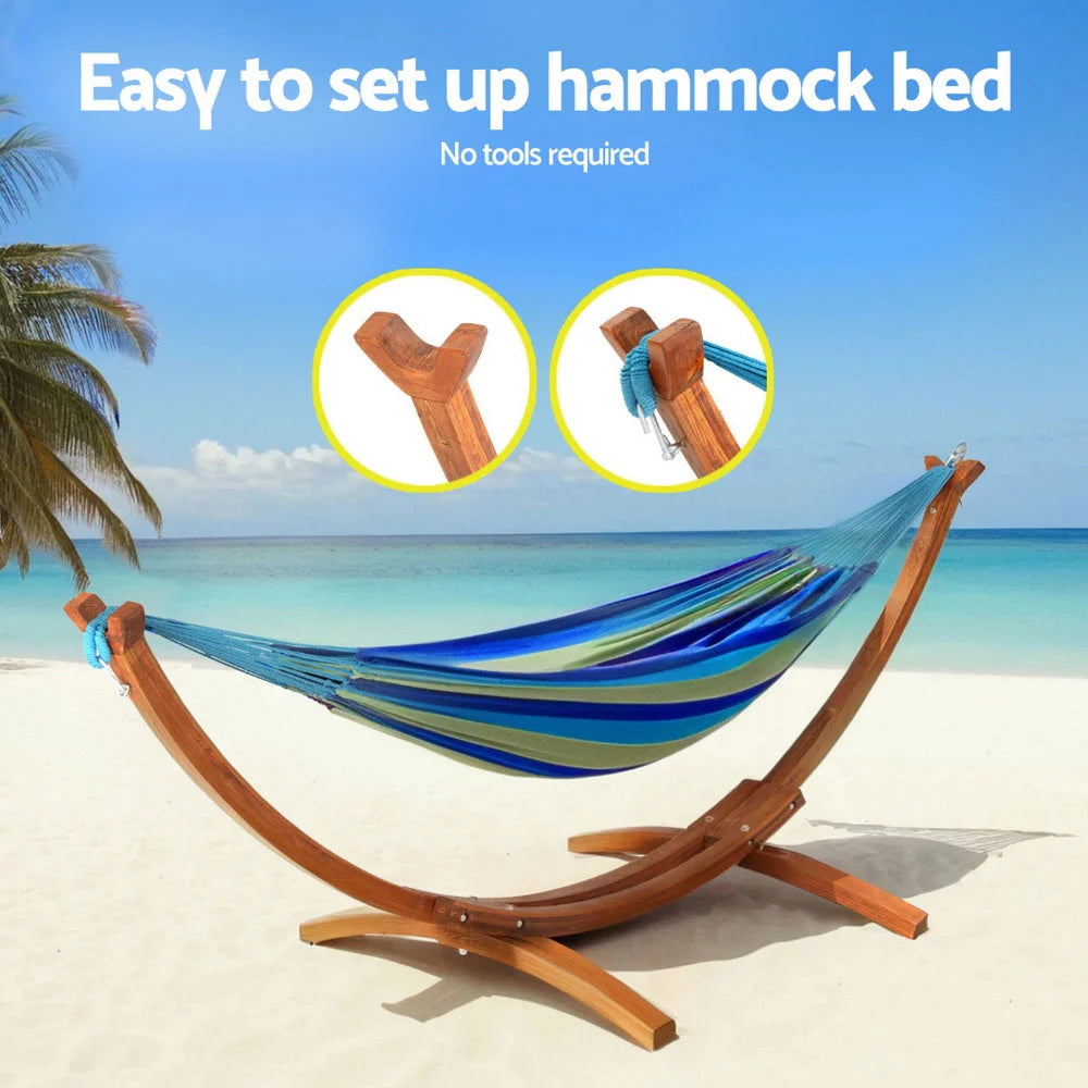 Gardeon Hammock Bed Stand Larch Wood 315cm Length - Home &
