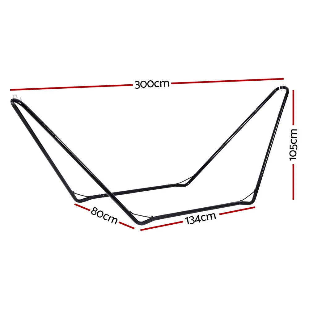 Steel bed frame with hammock stand outdoor