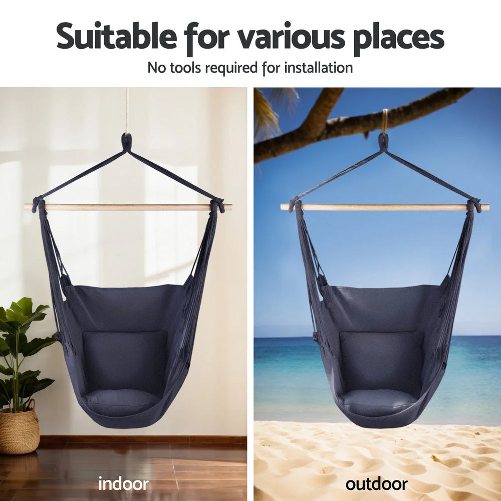 Gardeon Hammock Chair with Heavy Duty Steel Stand - Home &