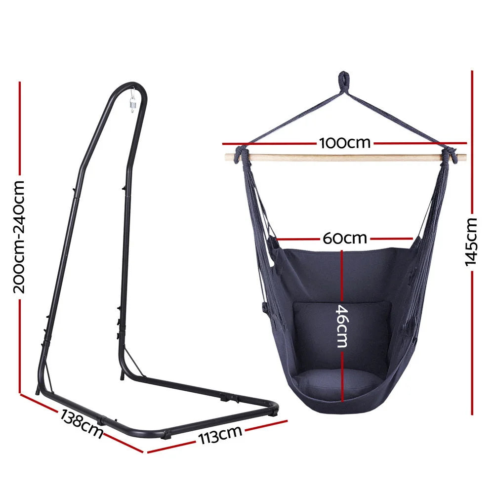 Gardeon Hammock Chair with Heavy Duty Steel Stand - Home &