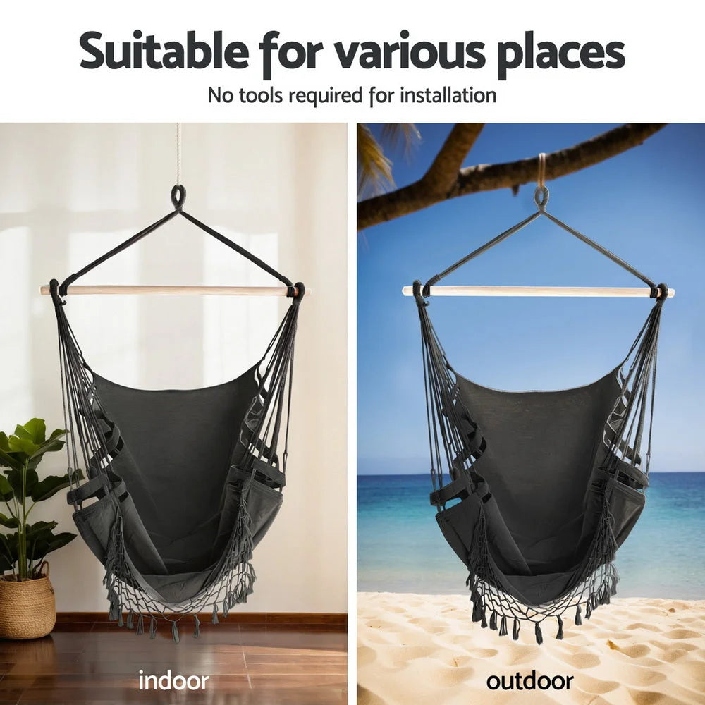 Gardeon Hammock Hanging Chair with Steel Stand - Home &