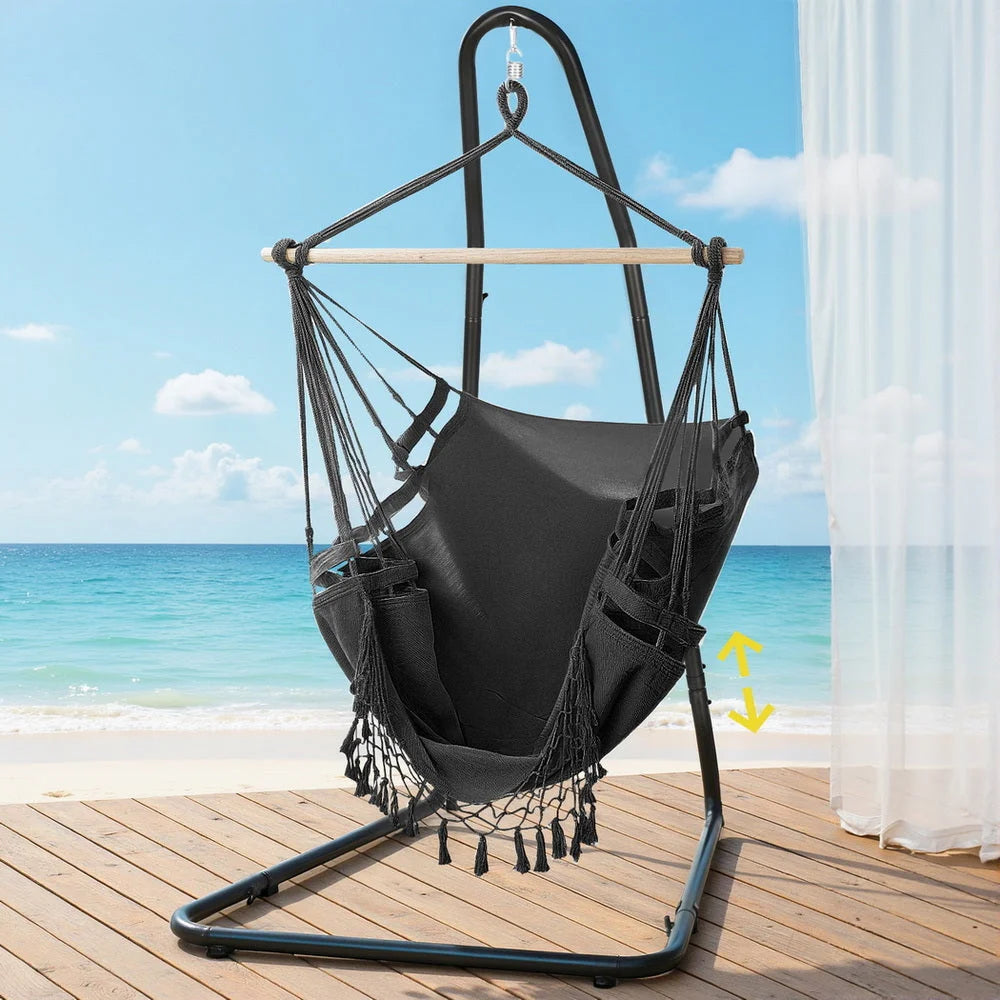 Gardeon Hammock Hanging Chair with Steel Stand - Home &