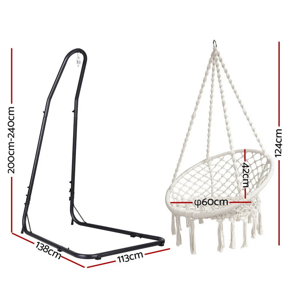 Gardeon Hammock Hanging Chair with Steel Stand - Home &