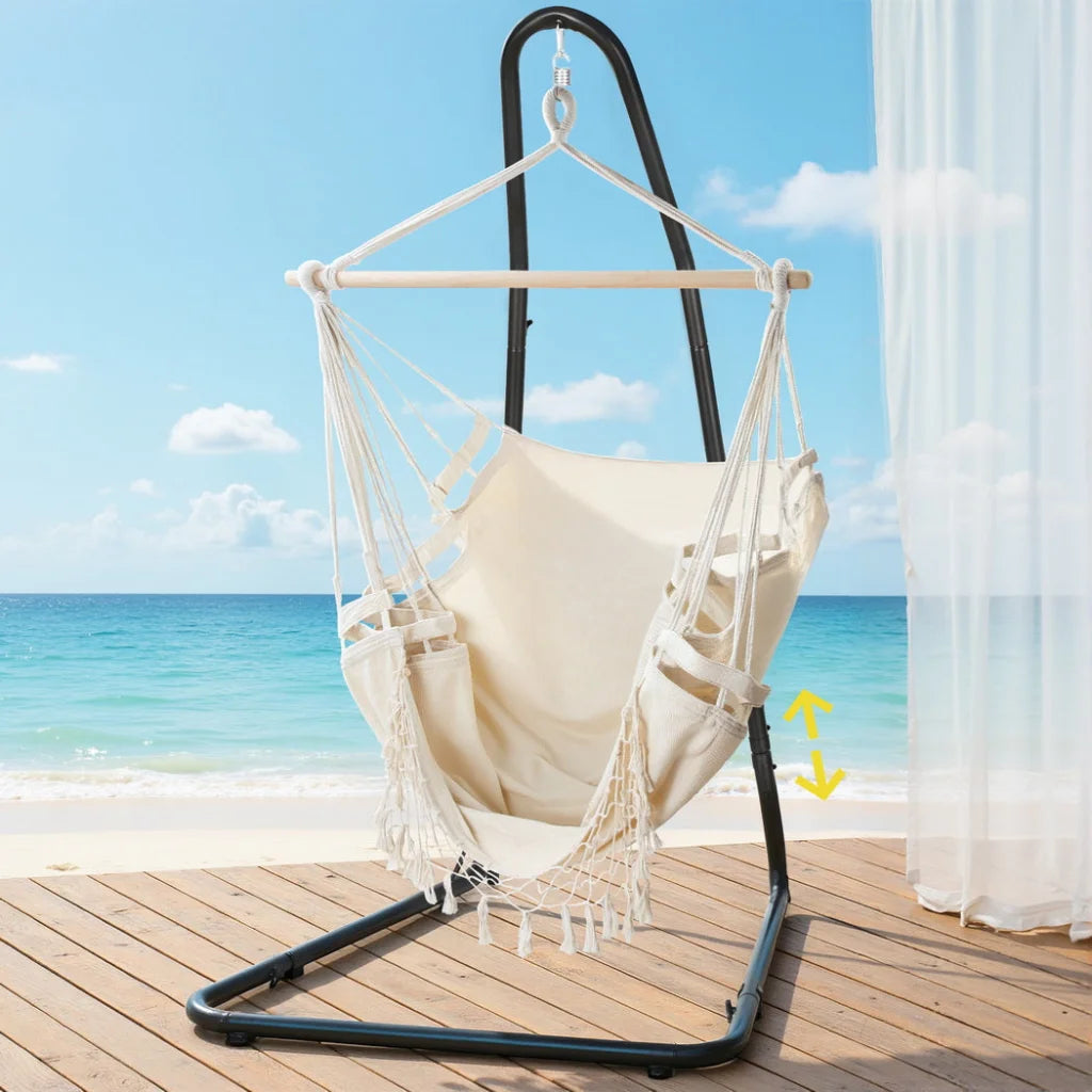 Gardeon Hammock Hanging Chair with Steel Stand - Home &
