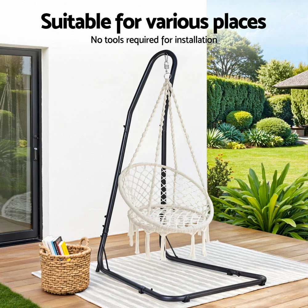 Gardeon Hammock Hanging Chair with Steel Stand - Home &