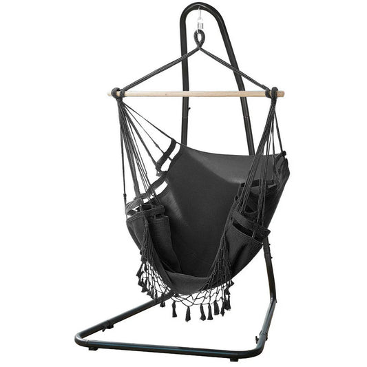 Gardeon Hammock Hanging Chair with Steel Stand - Home &