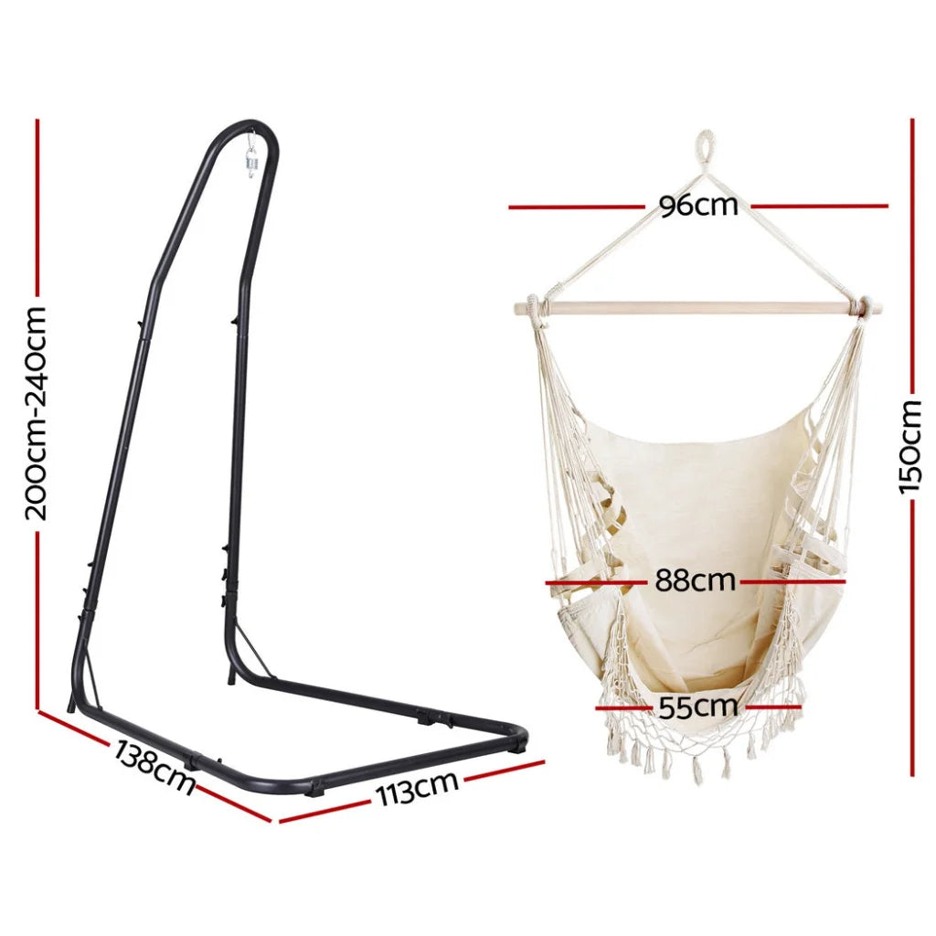 Gardeon Hammock Hanging Chair with Steel Stand - Home &
