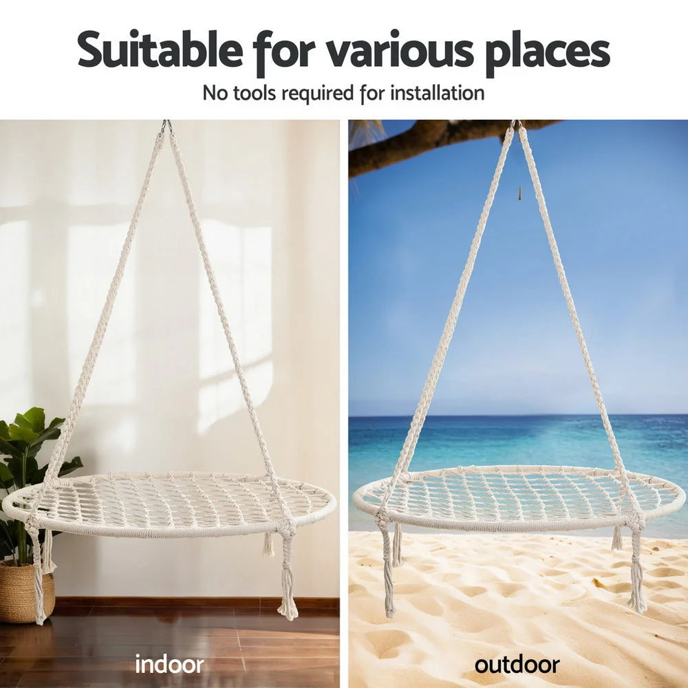 Hammock chair with padded seat and sturdy metal frame