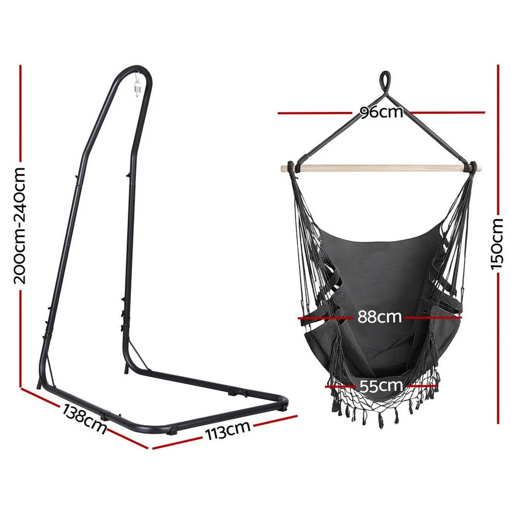 Gardeon Hammock Hanging Chair with Steel Stand - Home &