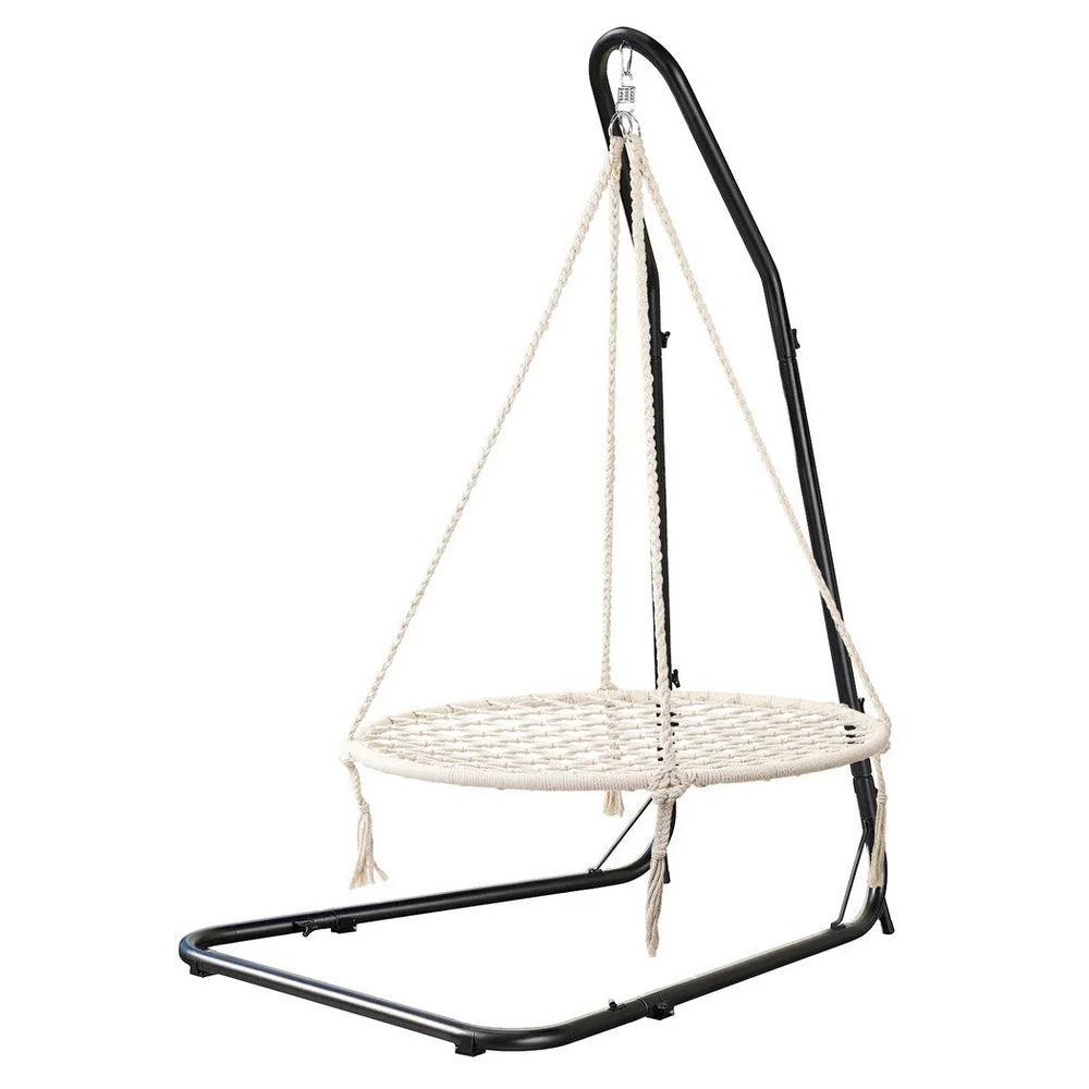Hammock chair with hanging seat and curved stand frame