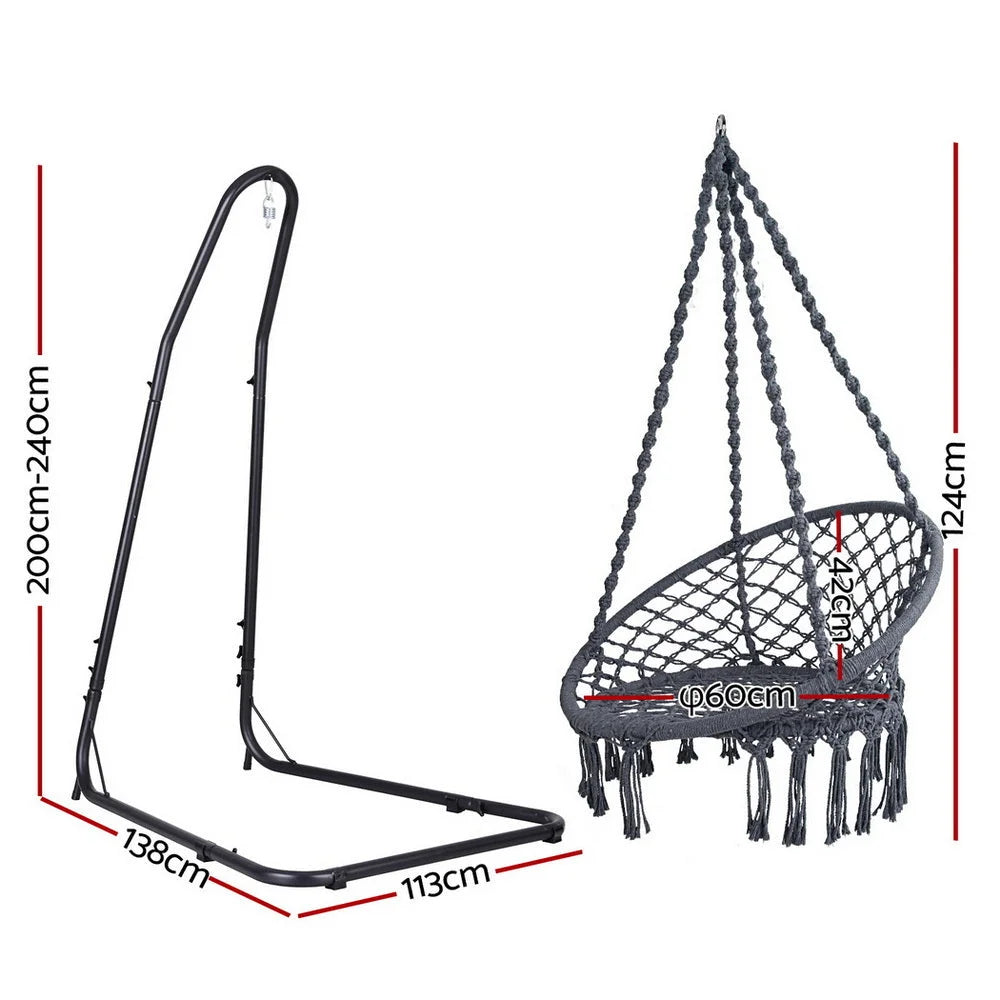 Gardeon Hammock Hanging Chair with Steel Stand - Home &