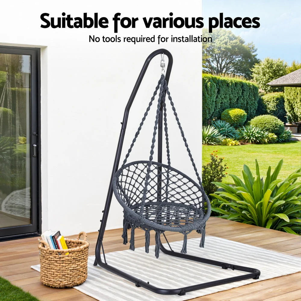 Gardeon Hammock Hanging Chair with Steel Stand - Home &