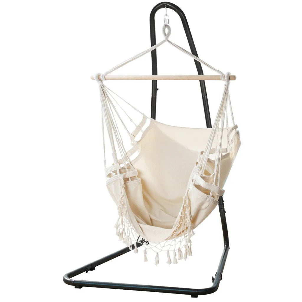 Gardeon Hammock Hanging Chair with Steel Stand - Home &
