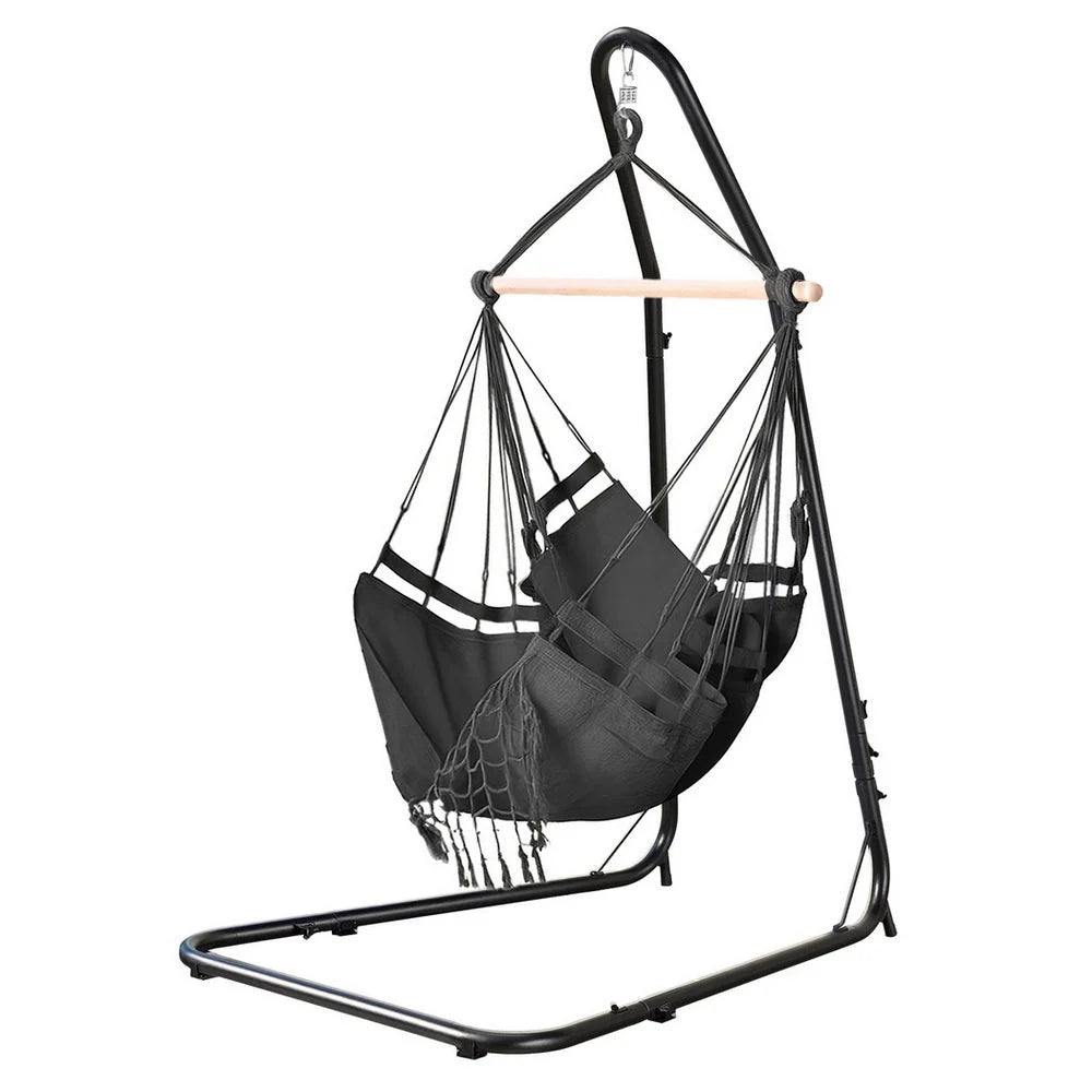 Gardeon Hammock Hanging Chair with Steel Stand - Home &