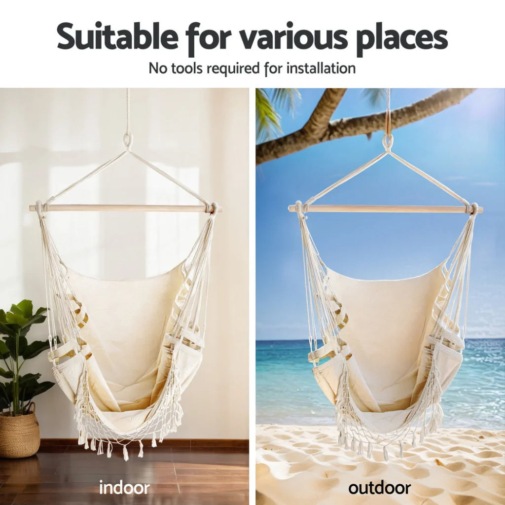 Gardeon Hammock Hanging Chair with Steel Stand - Home &