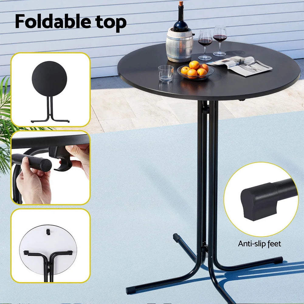 Black 109cm bar table set with table legs and matching bar stools