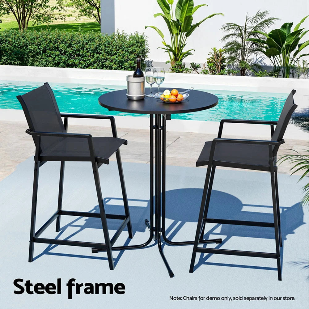 Black 109cm bar table set with bar table and matching stool seats