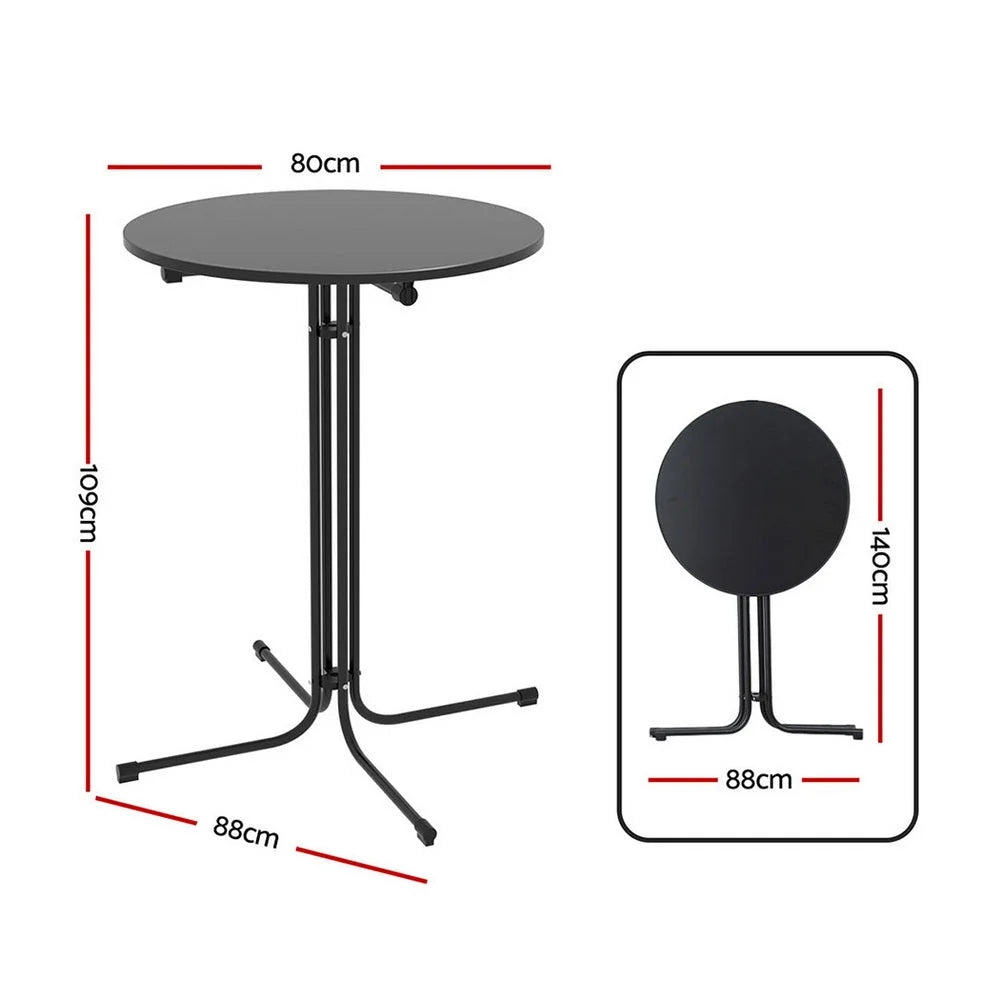 Black 109cm bar table set with tall table and two stools