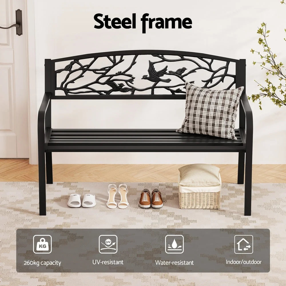 Gardeon Outdoor Bench Seat Garden Steel Outdoor Furniture 3