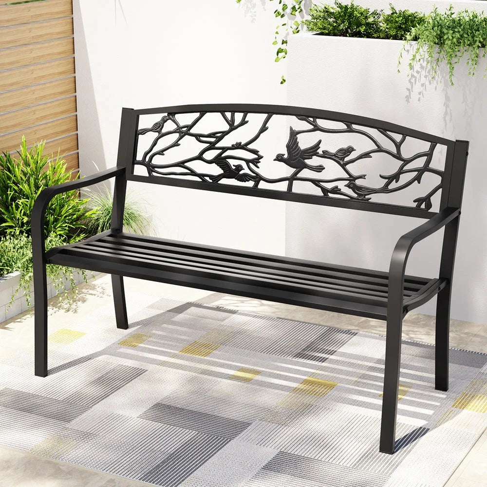 Gardeon Outdoor Bench Seat Garden Steel Outdoor Furniture 3