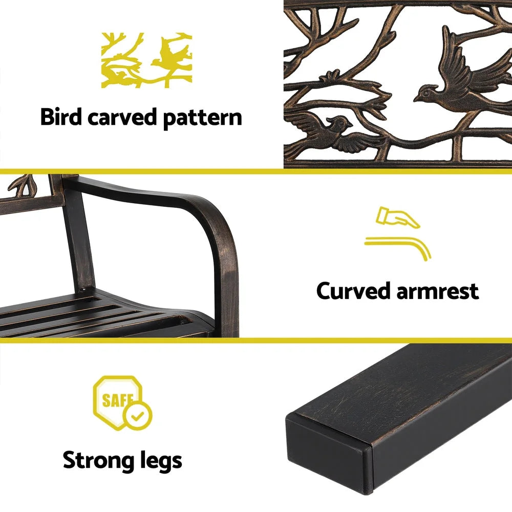 Gardeon Outdoor Bench Seat Garden Steel Outdoor Furniture 3