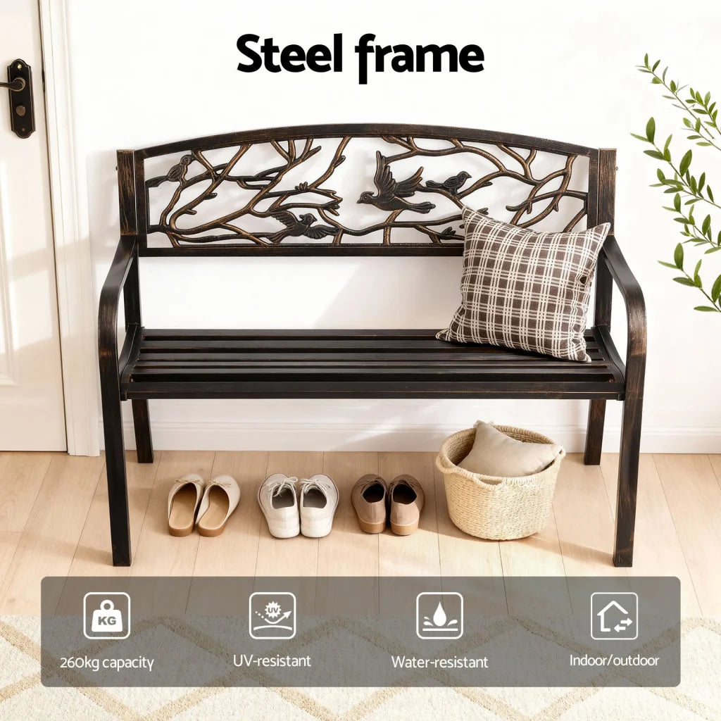 Gardeon Outdoor Bench Seat Garden Steel Outdoor Furniture 3