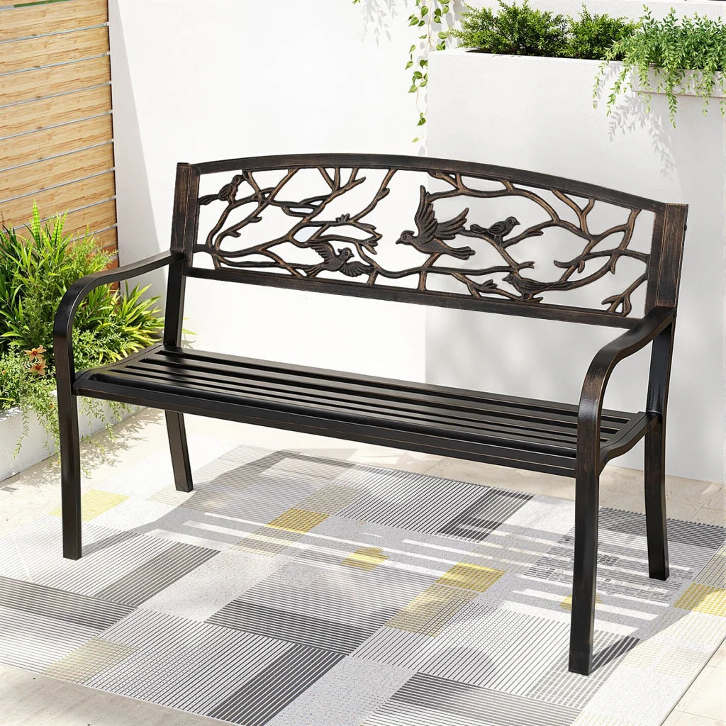 Bench Seat Steel Outdoor Furniture 3 Seater Park