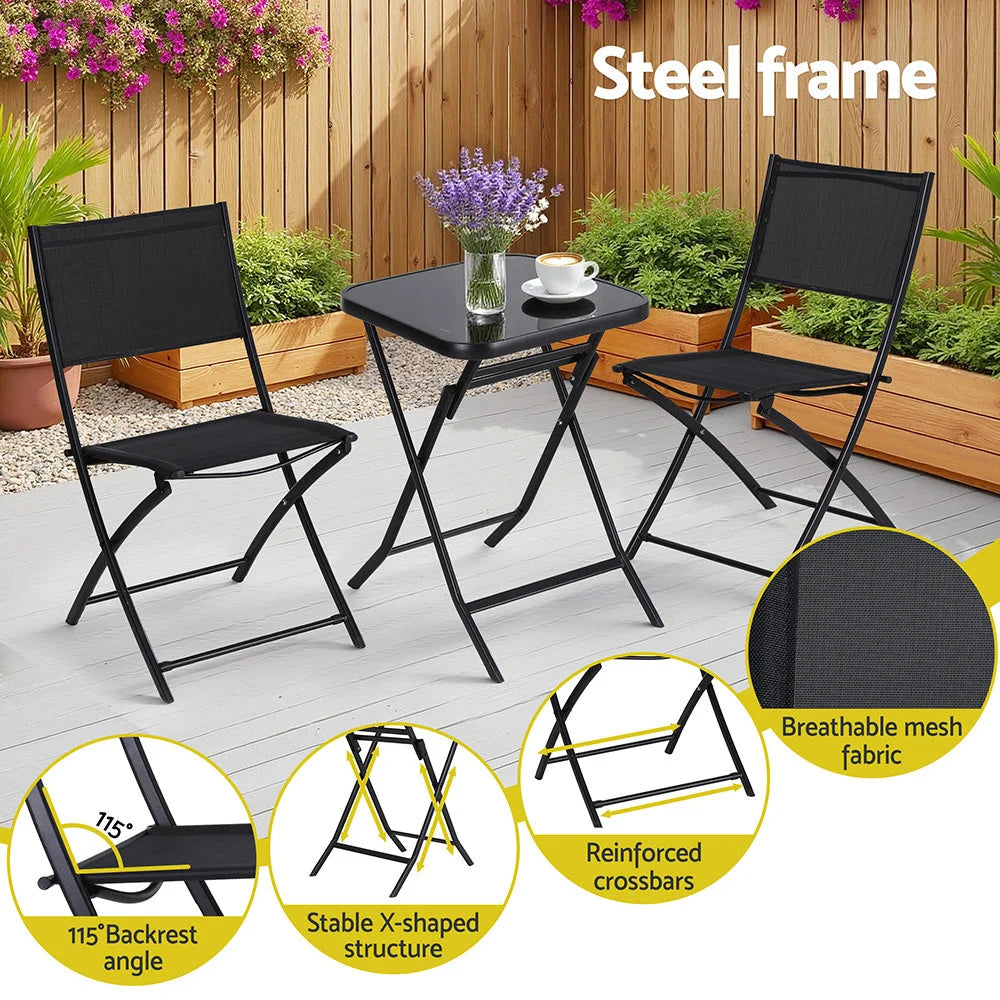 Outdoor Bistro Set Folding Table and Chairs Patio Furniture