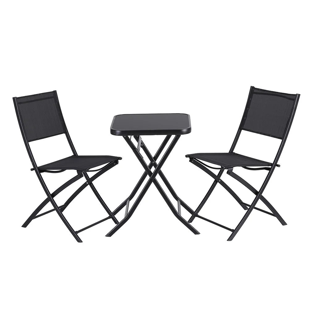 Black steel outdoor dining setting