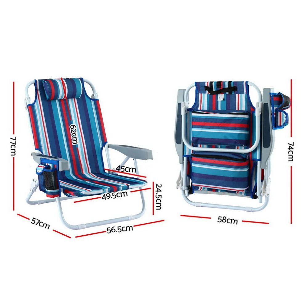 Gardeon Outdoor Chairs Beach Chair Backpack Cooler Storage