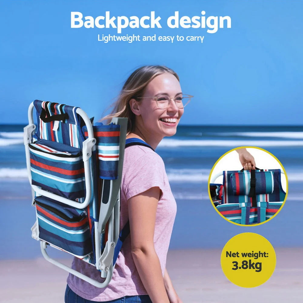 Gardeon Outdoor Chairs Beach Chair Backpack Cooler Storage