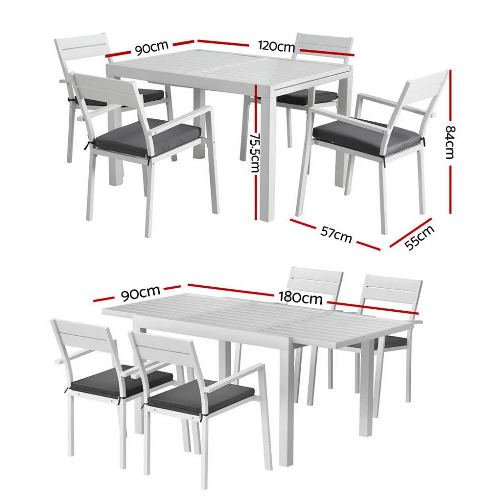 Gardeon Outdoor Dining Set 5 Piece Aluminum Extendable