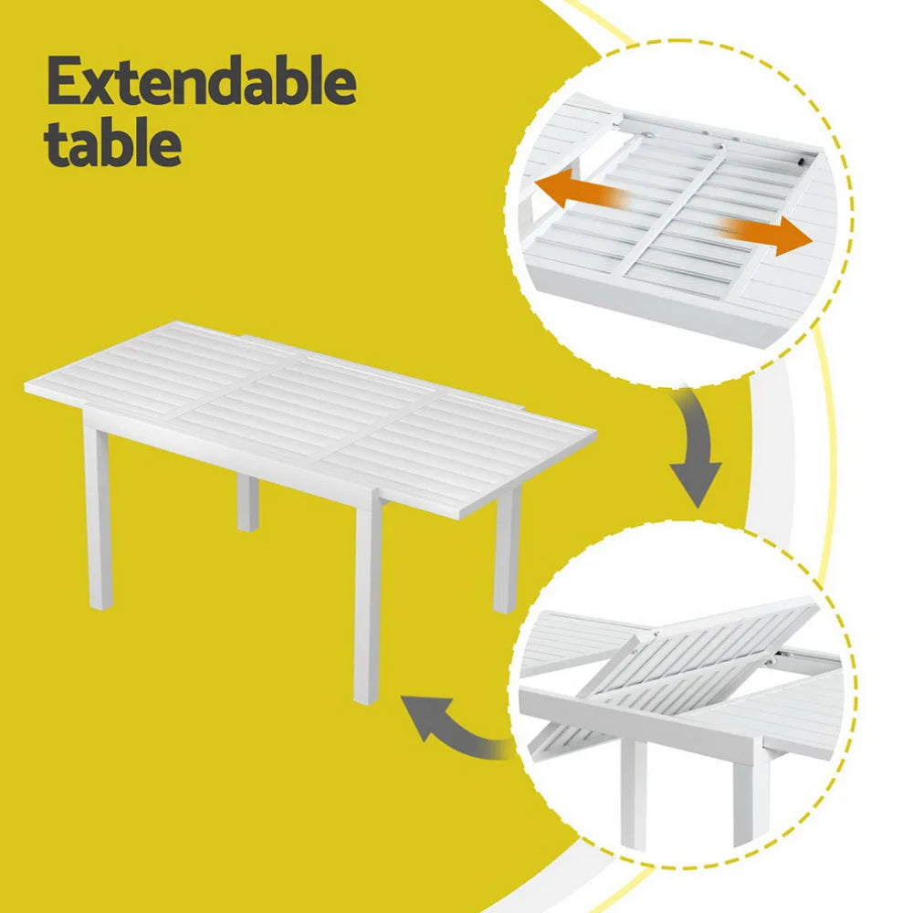 Gardeon Outdoor Dining Set 5 Piece Aluminum Extendable