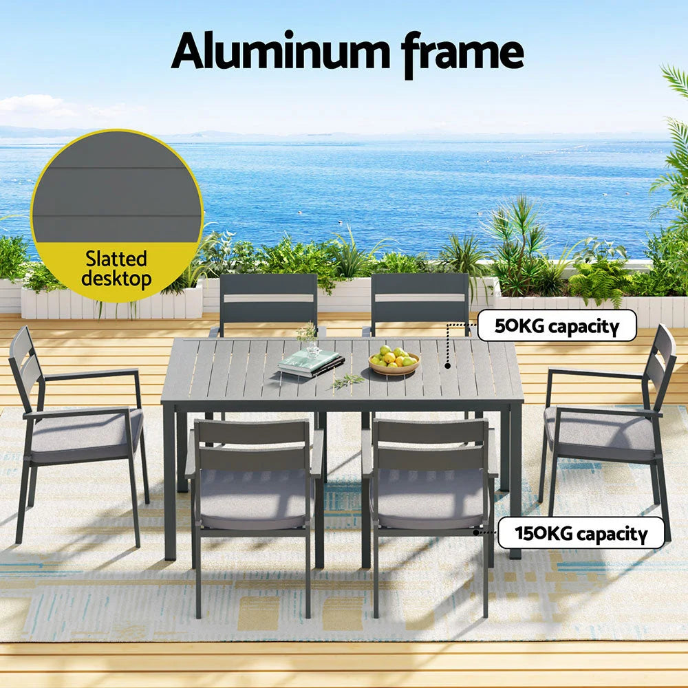 Gardeon Outdoor Dining Set 7 Piece Aluminum Table Chairs