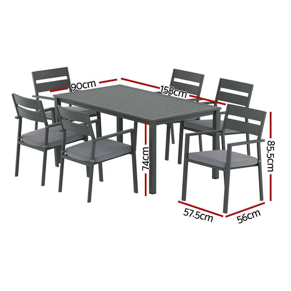 Gardeon Outdoor Dining Set 7 Piece Aluminum Table Chairs