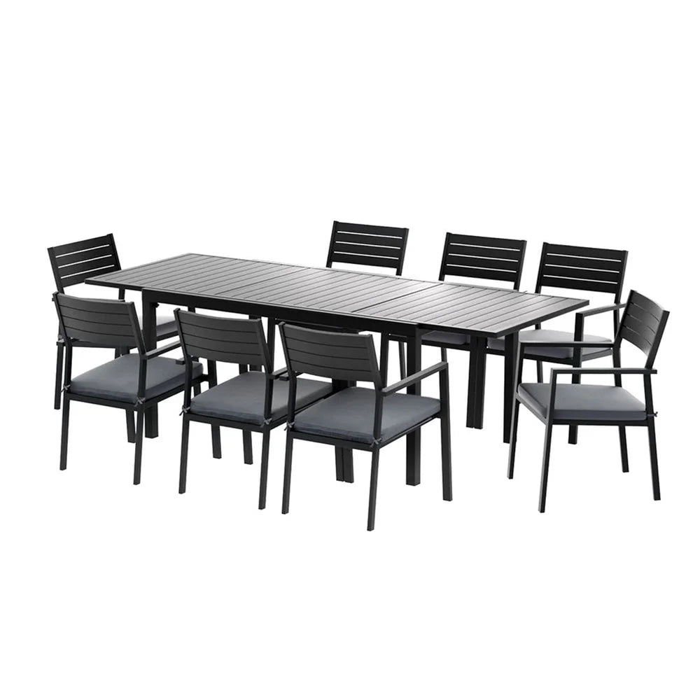 Gardeon Outdoor Dining Set 9PCS Aluminum Extendable Table