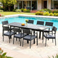 Outdoor Dining Set 9PCS Aluminum Extendable Table Chairs Patio