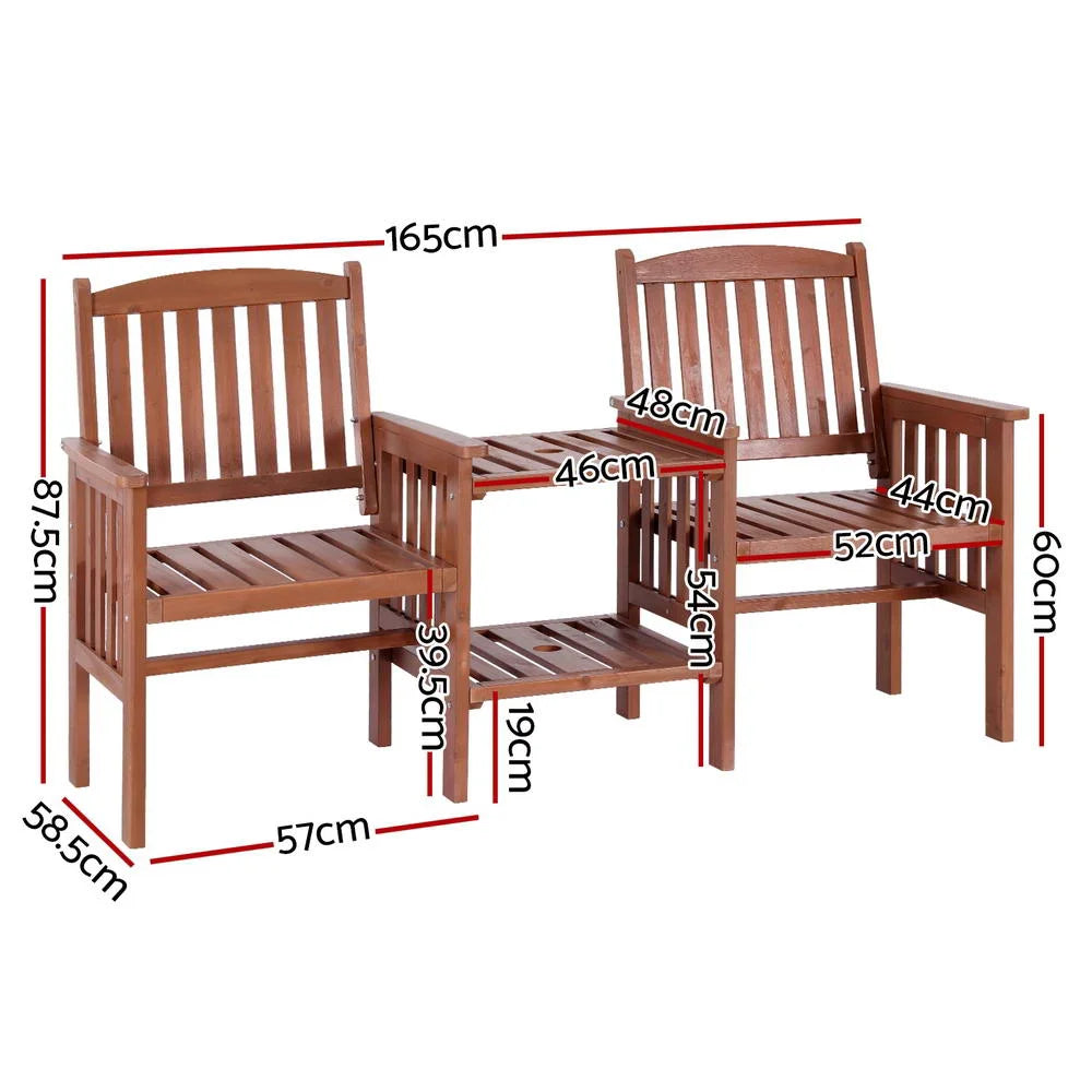 Gardeon Outdoor Garden Bench Loveseat Wooden Table Chairs