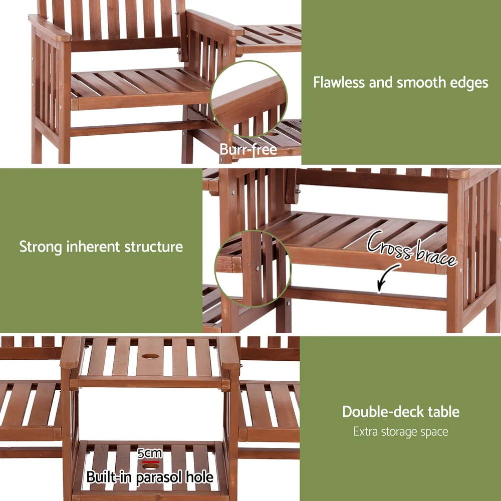 Gardeon Outdoor Garden Bench Loveseat Wooden Table Chairs