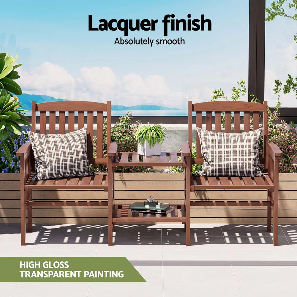 Gardeon Outdoor Garden Bench Loveseat Wooden Table Chairs