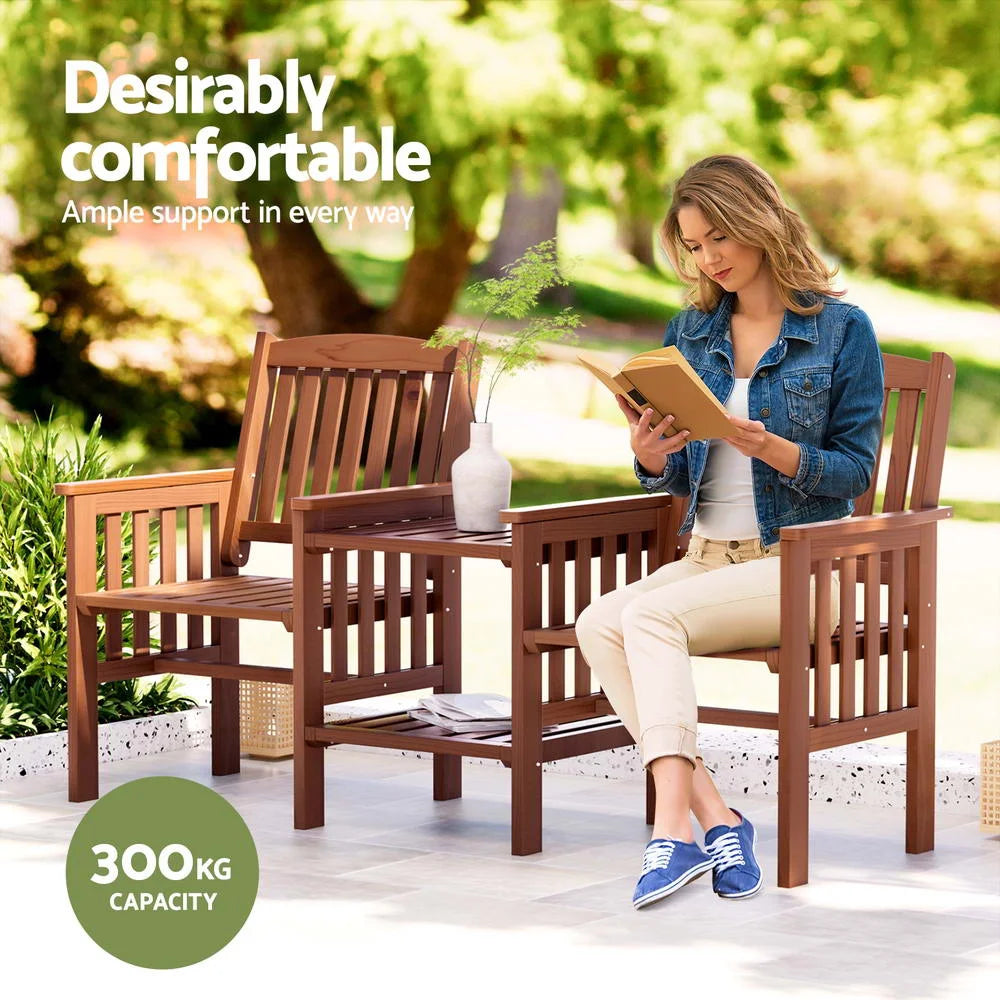 Gardeon Outdoor Garden Bench Loveseat Wooden Table Chairs