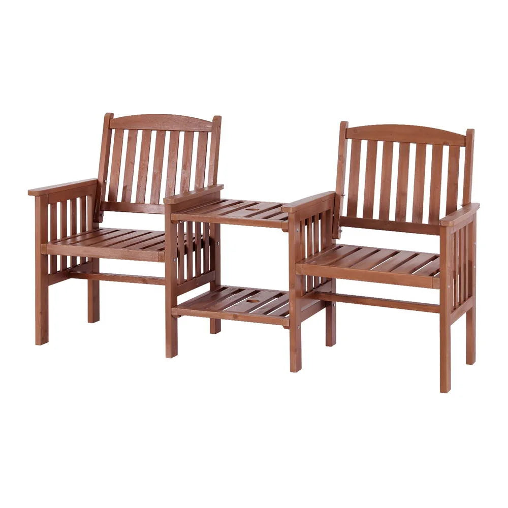 Gardeon Outdoor Garden Bench Loveseat Wooden Table Chairs