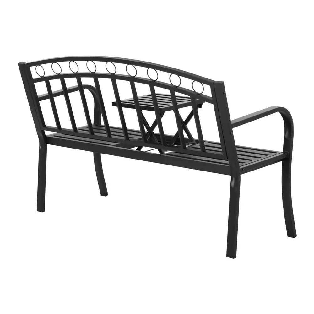 Outdoor Bench Seat Loveseat Steel Foldable Table Patio Furniture